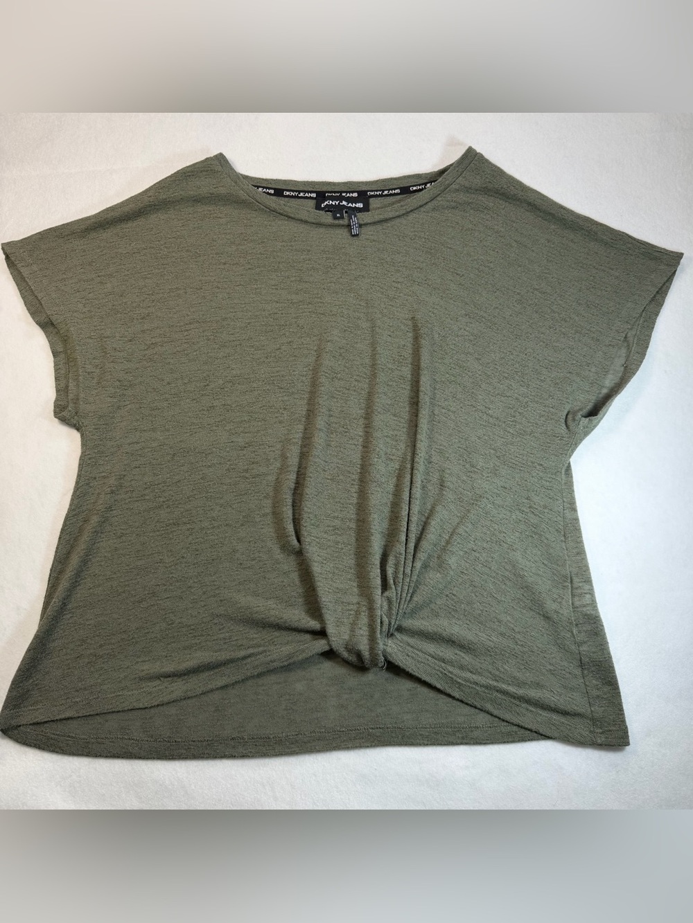 DKNY Jeans Olive Green Twist Front Top XL
